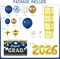 Navy Blue and Gold Graduation Balloons Garland Arch Kit with Backdrop GRAD Balloon Box and Number 2026 Balloons for Graduation Decorations Class of 2026 Grad Party Supplies